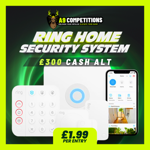RING HOME SECURITY SYSTEM - 5 PIECE ALARM PACK OR £300 CASH